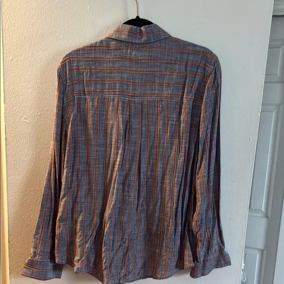 Denim lightweight Blouse with orange 🍊 stripes - Picture 5 of 5